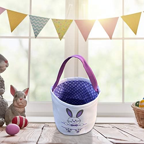 Tiezhimi Carregar Páscoa Bunny Canvas Bag Candy Rabbit Basquete impresso Holiday Housekeeping & Organizers