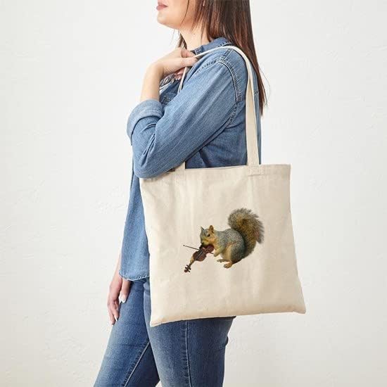 Cafepress Squirrel Violin Tote Bag Natural Tote Tote Bag, sacola de compras reutilizável