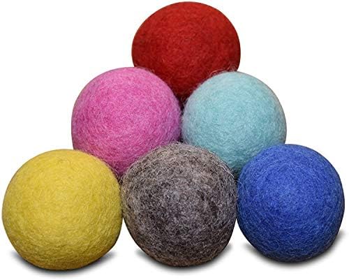 Conjunto confortável de suprimentos para animais de estimação de 6- de bola de lã de lã para gatos e gatinhos, bolas de lã de gatos ecológicas coloridas feitas à mão…