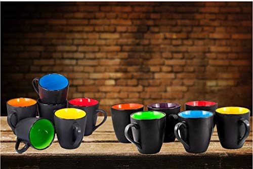 Canecas de café pretas de 16 oz de 16 oz, xícaras de café expresso de cerâmica de tamanho grande, canecas de café seguras para microondas para o seu presente de Natal, café preto, xícaras de chá