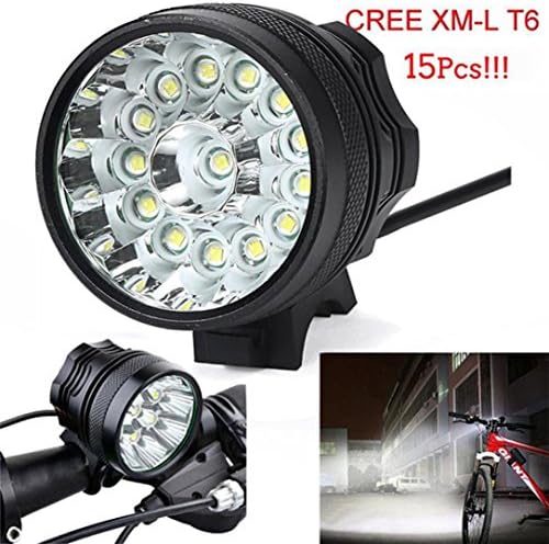 Lianxiao - Super Bright 34000 Lm 15x Cree T6 LED 3 Modos Lâmpada de bicicleta Bicicleta frontal Farol