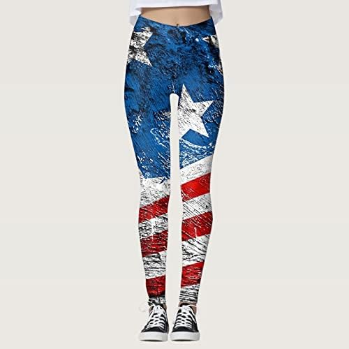 American Flag Patriótico Legging Mulheres de cintura alta USA PALTAS DE YOGA DE YOGA LIMPE