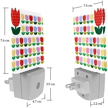 Rodailycay sensor de luz ilustra ilustração de flores leves, 2 pacotes de luzes noturnas se conectam na parede, luz noturna de LED branco quente para berçário, quarto, banheiro, corredor, quarto infantil, escadas