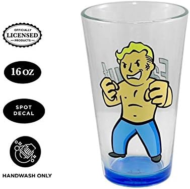 Fallout Official Vault Boy Desarmado Habilidade Premium Pint Glass, 16oz