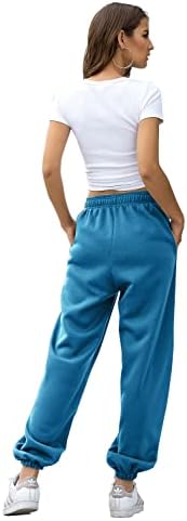 Calças de moletom de fundo feminina bolsões altas cintura esportiva ginástica atlética Fit Pants