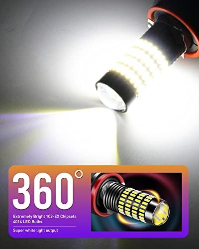 Luyed 2 x 1700 lúmens extremamente brilhantes 4014 102-EX Chipsets H11 H8 LED lâmpadas usadas para luzes DRL ou de neblina, xenon branco