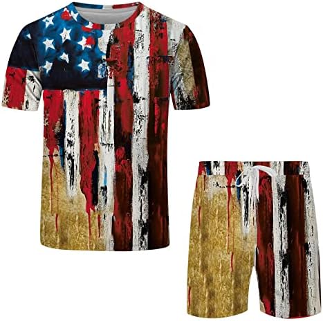 BMISEGM Camisetas vestidas para homens bandeira do dia da independência da Independência Primavera Esportes de lazer de lazer confortável masculino