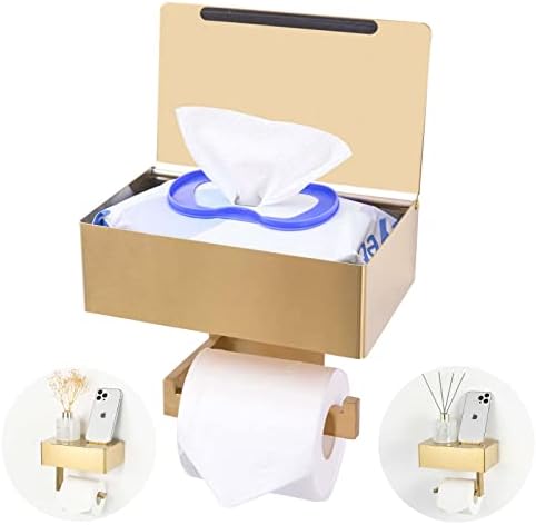 Suporte de papel higiênico adesivo Yrong com prateleira e armazenamento, suporte de papel de papel