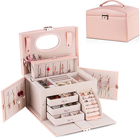 Caixa de jóias de Botanka para mulheres, caixa de jóias de couro PU, caixas de organizadores de armazenamento