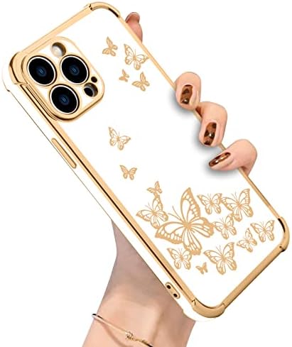 Tharlet para iPhone 13 Pro Max Case Butterfly Padrão Butterfly, Caixa de proteção de telefone com protetora de câmera para iPhone 13 Pro Max Case Girls -Mulheres -preto
