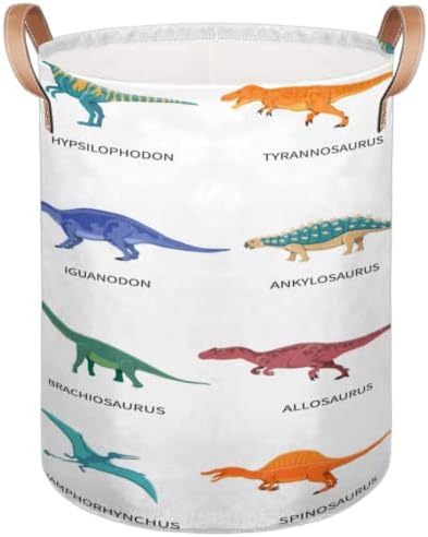 Conjunto de dinossauros padrão cesto de lavanderia dobrável cesto de lavanderia grande cesto de lavanderia de armazenamento dobrável de armazenamento com lavanderia de couro cestas de berçário para berçário para o banheiro organizador de brinquedos de quarto