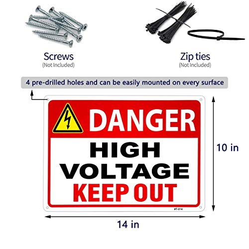 Danger High Tortage Sign Mantenha o sinal 10x14 Alumínio durável/à prova de intempéries até 7 anos