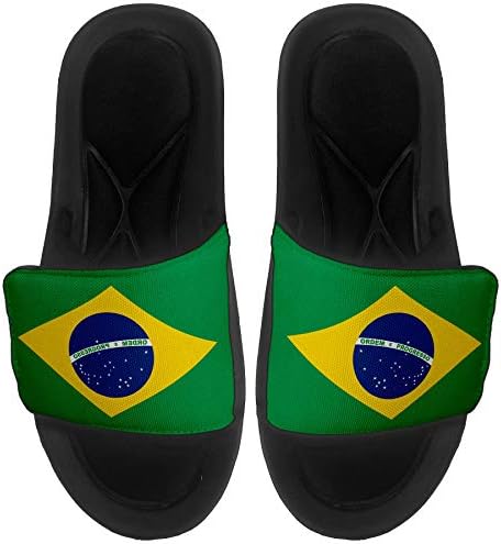 Sandálias/slides de slides/slides expressos para homens, mulheres e juventude - bandeira do Brasil - Bandeira