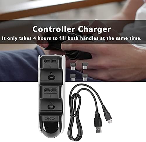 Carregador de controlador inteligente DIYDEG, indicador Gamepad Recarger Dual Charging Port tipo C ABS Economia de energia conviniente para acessórios para console de jogos para gamepad carregador