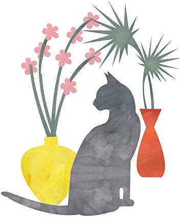 Impressões de arte de parede de gato por Ink Inc. | Cats e flores de design moderno | Decoração de casa