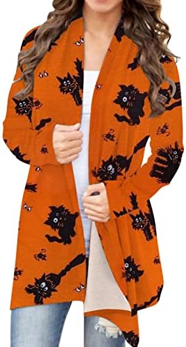 Cardigão de casaco feminino para mulheres do Halloween Catdigan Cardigan Cardigã de inverno