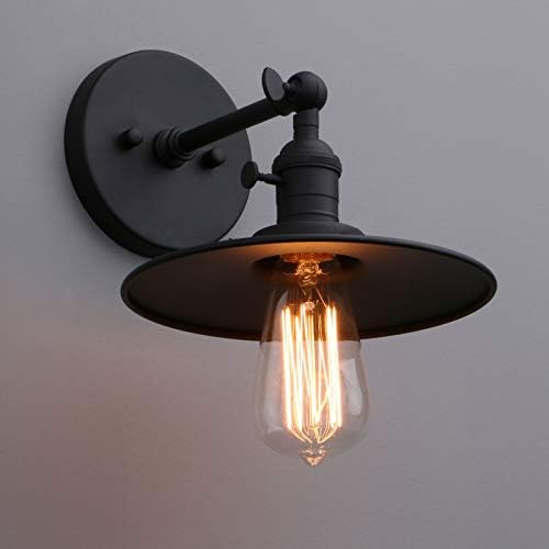 Luz da parede industrial phansthy 1 luz da luz da vaidade do banheiro com 7,87 polegadas de lâmpada artesanal de lâmpada, preto fosco acabado