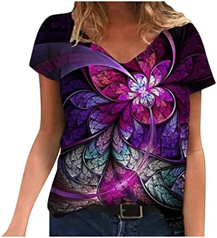 Mulheres Vneck Cotton Floral Graphic Cyberpunk Blouse Shirt for Girls Fall Summer A9 A9
