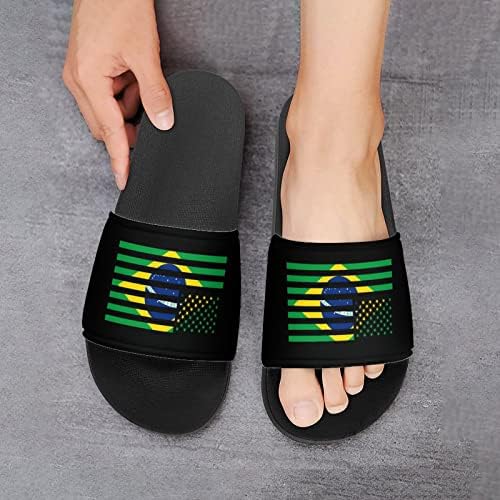 Brasil-American American Flag Women's Men's PVC Home Sandals não deslizam sandálias de piscina de praia de secagem rápida