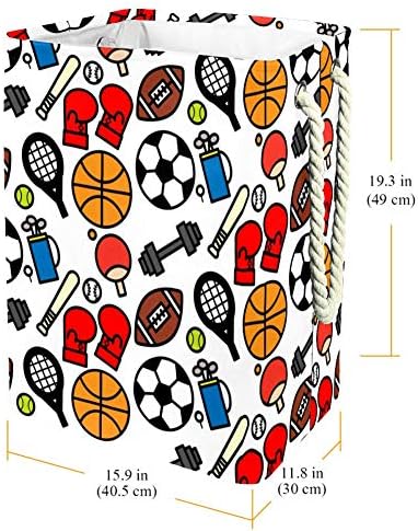 Padrão de bola esportiva colorida e colorida de tamanho grande cesto de armazenamento dobrável para o quarto berçário