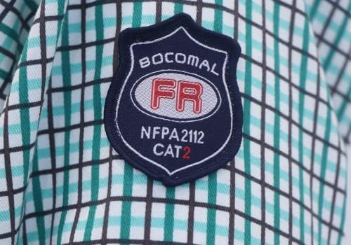 Camisas bocomais FR resistentes à chama NFPA2112/CAT2 6,5 oz de camisa xadrez retardante de fogo impresso