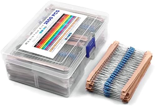 2600 pcs kit de resistor 130 Valores 1/4w Kit de sortimento resistor de 1 ohm-3m, Melktemn Metal Film Resistores