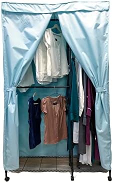 Tampa formosa Cappa de roupas portáteis RACK RACK - Proteja suas roupas da poeira, mantenha seu quarto com aparência organizada em azul de geleira