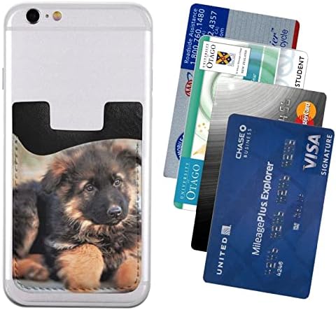 Titular de cartão de capa do telefone cachorro, caixa de crédito de identificação autônoma de couro PU para smartphone de 2,4x3,5 polegadas de volta