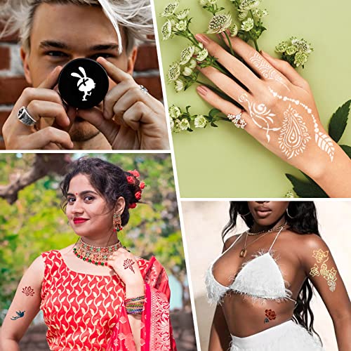 16 folhas Kit de estêncil de tatuagem de hena reutilizável para mulheres meninas e crianças, modelos de tatuagem