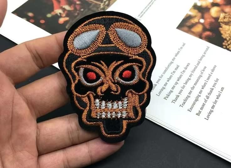 Skull Patch Wikineon Ferro em Bordado para Badges Ferro em Sew On Borderyy Patch DIY Acessórios para jaquetas, roupas, chapéus e jeans