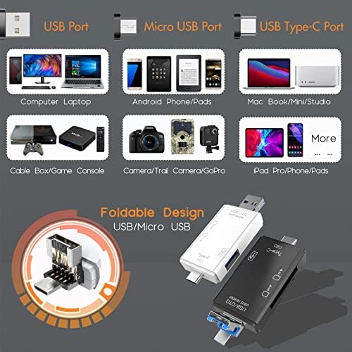 SD Card Reader para Android, Micro SD Card para USB Adaptador, leitor de cartão SD USB C SD para leitor de cartão de memória da câmera, Wansurs SD Card Reader para PC Phone Pads