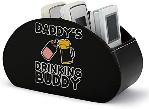 Dadrista Drinking Partner Remote Control titular/Caddy/Box/Bandey com 5 Compartamentos PU Organizador de couro com padrão impresso fofo