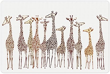 Lunarable Savannah Pet tapete para comida e água, girafas tropicais climas exóticos ilustração de animais