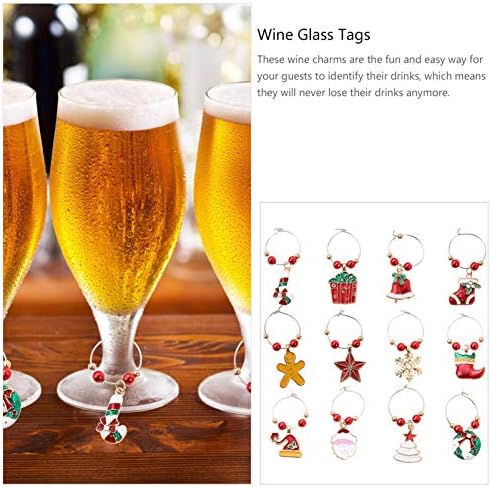 Excelt 12pcs Wine Glass Charms Christmas Wine Glass Tags Champagne Coquetel Markers Festes de Festa de Natal