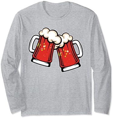 Caneca de cerveja de bandeira da China - camiseta de manga longa de cerveja chinesa legal