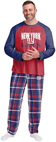 Foco NFL New York Giants Men's Pajama Camisa e calça Set