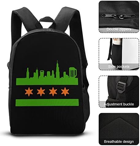 Bandeira de Chicago Skyline Drinks 3 PCs Backpack Combination Set Single ombro Tote bolsa portátil Bolsa