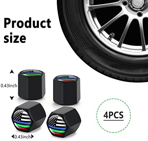 Kit de tampas da válvula cromo da bandeira americana - Proteja as válvulas dos pneus da sujeira com tampas de ar dos pneus, tampas de pó da válvula de pneus ajustadas para a maioria dos carros, motos, caminhões, bicicletas