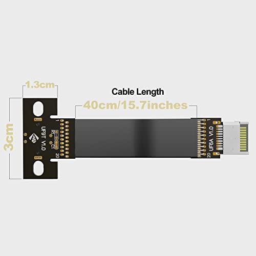 ARAIERD interno USB Tipo E Adaptador Cabo de 90 graus de 90 graus USB 3.2 Tipo E masculino para fêmea adaptador de painel frontal Gen1x2 10 Gbps para placa -mãe