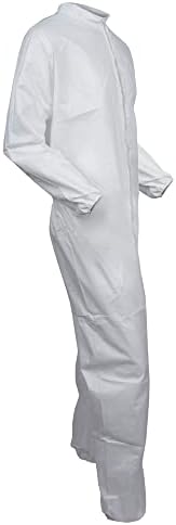 Kleenguard ™ KGA20 Coverlls leves para proteção de partículas não perigosas, front zip, pulsos elásticos, tornozelos abertos, branco, 3x-grande