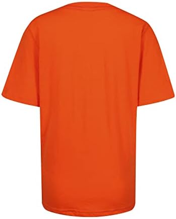 Camisetas de pescoço da tripulação laranja queimada para meninas adolescentes de manga curta amante