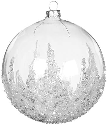 Bola de vidro de lantejoulas com lantejoulas transparente Ornamento de bola de Natal