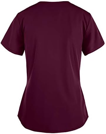 T-shirt de uniforme de trabalho feminino impressão de manga curta Tamas de decote em V com 2 bolsos camisas de férias