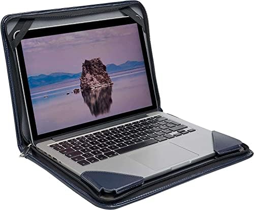 Broonel Blue Leather Laptop Messenger Case - Compatível com Jumper EzBook A5 FHD de 14 polegadas Laptop Ultra