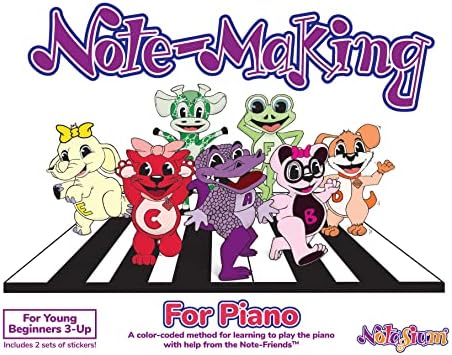 Notas para piano: um livro de piano com código de cores para crianças com adesivos de piano de