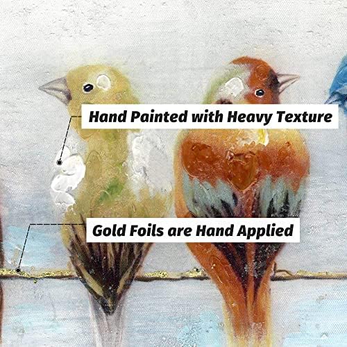 Trees duplos Pintura de pássaros Arte da parede Tela: grande sala de estar colorida Obras de arte de animais