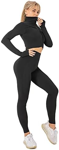 Yetowa Women's 3pcs Roupa perfeita para ginástica, ginástica, treino de traje esportivo de fitness define roupas de corrida ioga sportswear