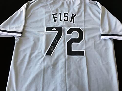 Carlton Fisk assinou a camisa de beisebol cinza autografada com JSA COA - Size XL - Chicago Great