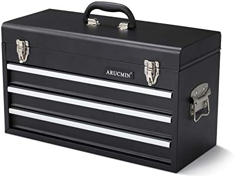Caixa de ferramentas de aço de 20 ARUCMIN 20 Organizador de armazenamento de caixa de gavetas Caixa de ferramentas de metal profissional, preto