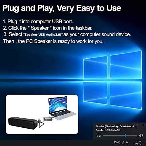 Alto -falante de computador atualizado, alto -falante movido a USB para desktop, Windows PC, Mac. Mini som